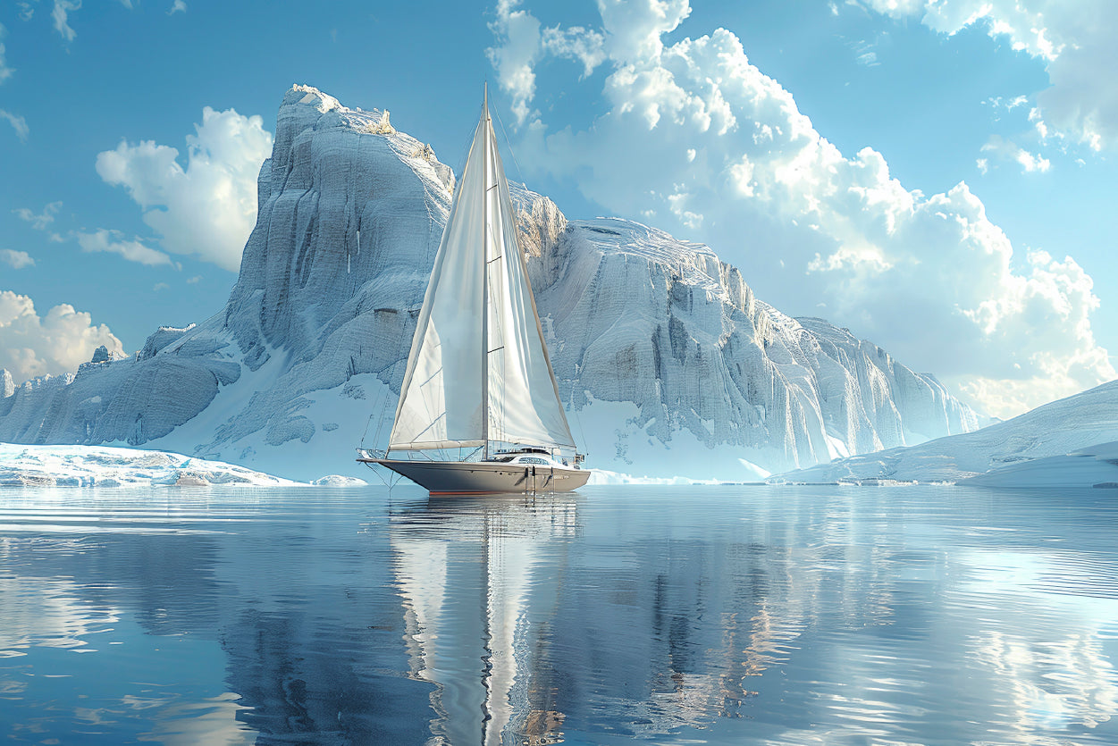 Sailing Boat on the Sea with Mountains View Home Decor Premium Quality Poster Print Choose Your Sizes - Bella Home Decor