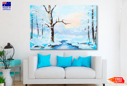 Frozen River In The Forest Oil Painting Limited Edition High Quality Print