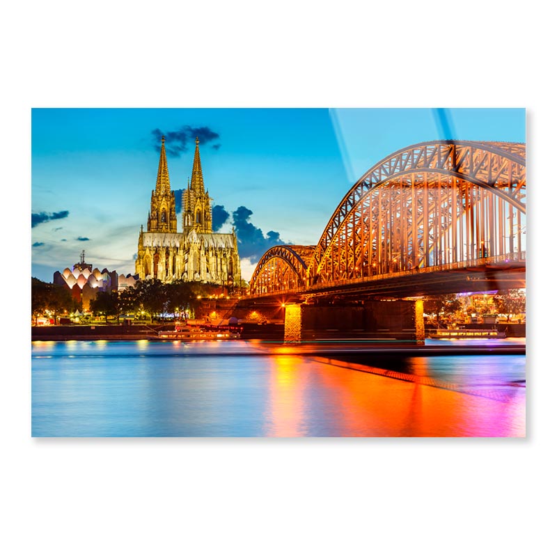 View On Cologne Cathedral and Hohenzollern Bridge, Germany Acrylic Glass Print Tempered Glass Wall Art 100% Made in Australia Ready to Hang