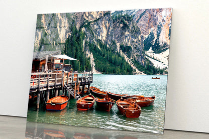 Boathouse Dolomites in Italy Acrylic Glass Print Tempered Glass Wall Art 100% Made in Australia Ready to Hang