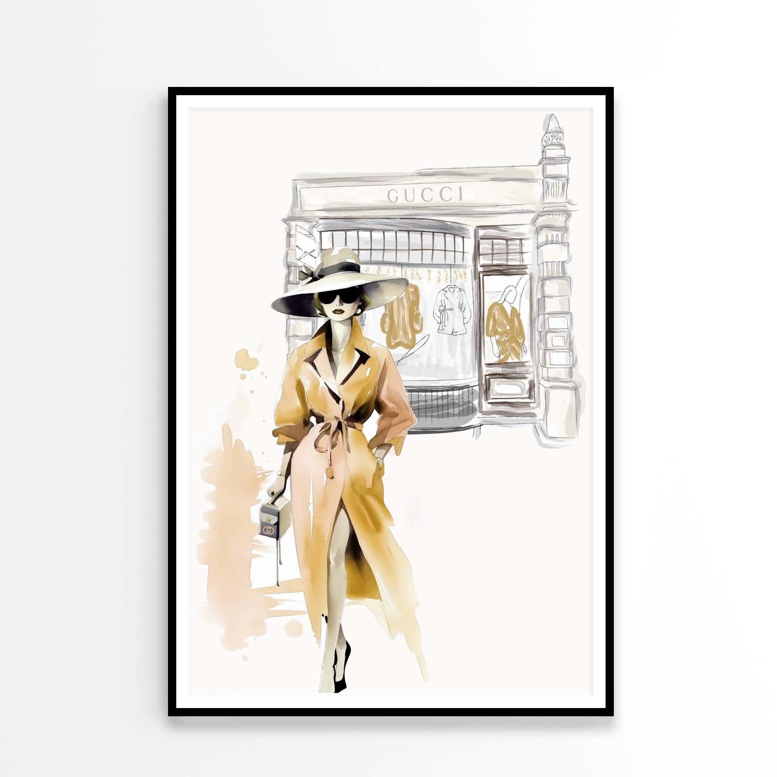 Yellow Stylish Lady with Hat Design Home Decor Premium Quality Poster Print Choose Your Sizes