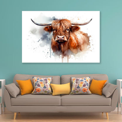 Highland Cow Face Abstract  Acrylic Glass Print Tempered Glass Wall Art 100% Made in Australia Ready to Hang