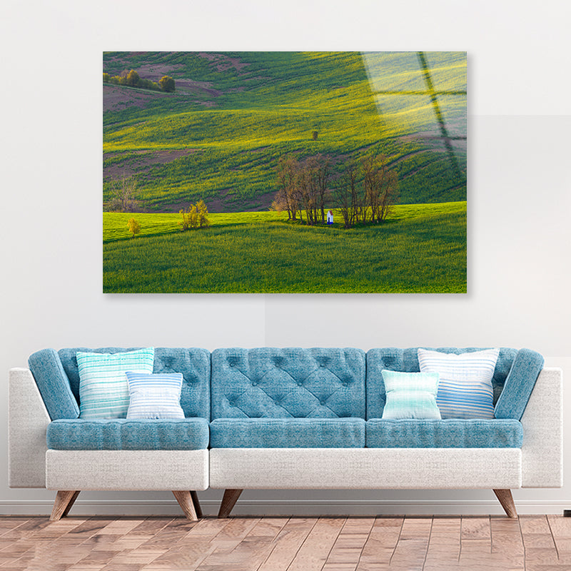 Person Sitting In a Meadow Acrylic Glass Print Tempered Glass Wall Art 100% Made in Australia Ready to Hang - Bella Home Decor