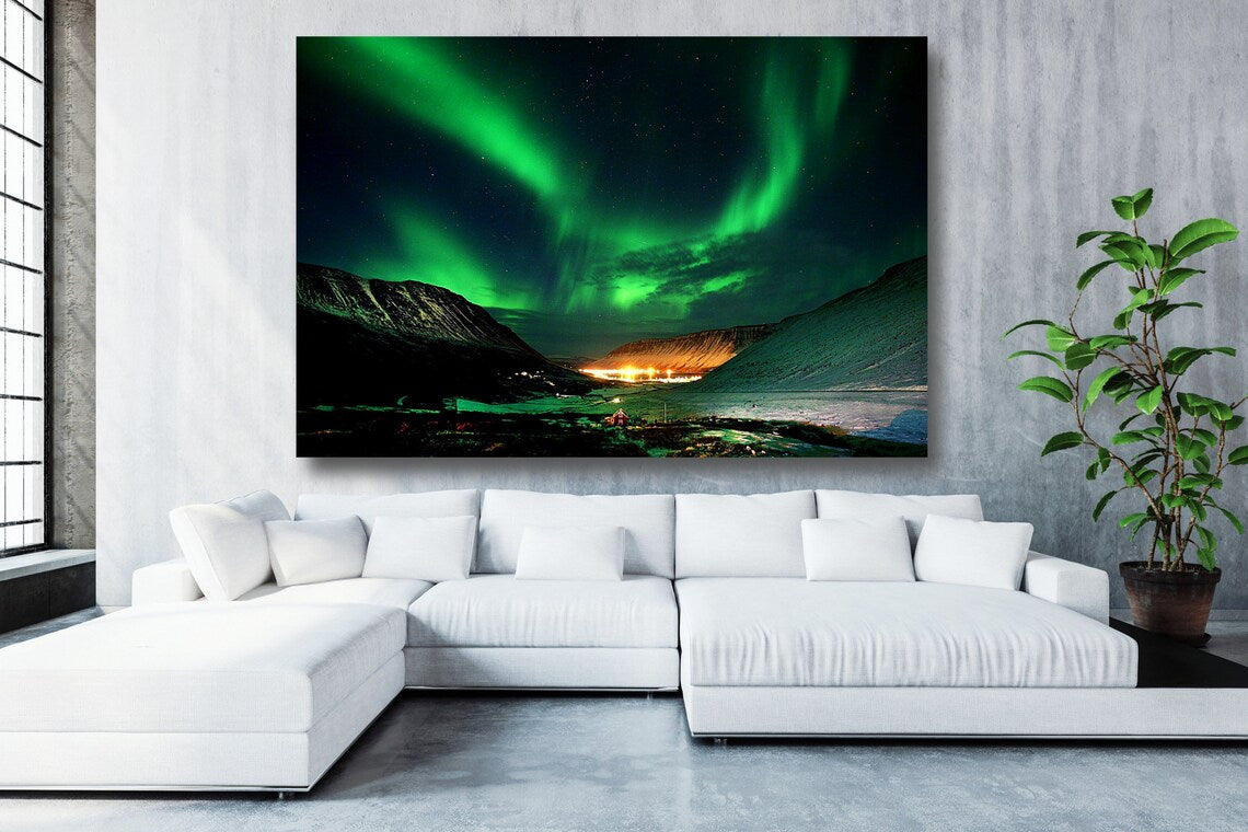 Green Aurora Borealis Acrylic Glass Print Tempered Glass Wall Art 100% Made in Australia Ready to Hang