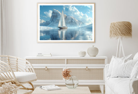 Sailing Boat on the Sea with Mountains View Home Decor Premium Quality Poster Print Choose Your Sizes - Bella Home Decor