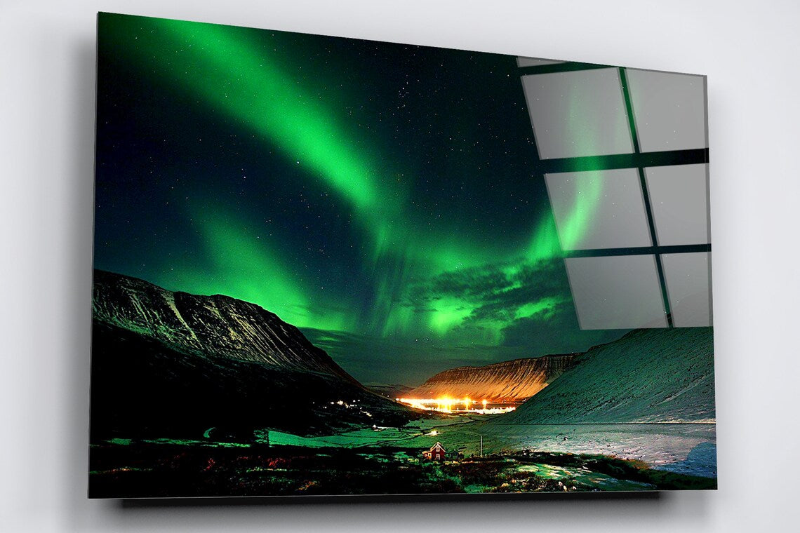 Green Aurora Borealis Acrylic Glass Print Tempered Glass Wall Art 100% Made in Australia Ready to Hang