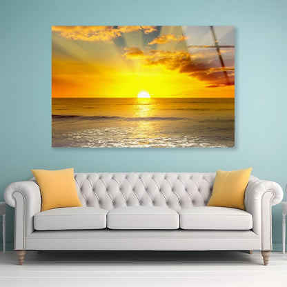 Sunset In Sea Acrylic Glass Print Tempered Glass Wall Art 100% Made in Australia Ready to Hang