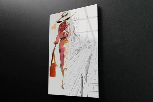 Fashion Girl Red Bag 3D Design Acrylic Glass Print Tempered Glass Wall Art 100% Made in Australia Ready to Hang