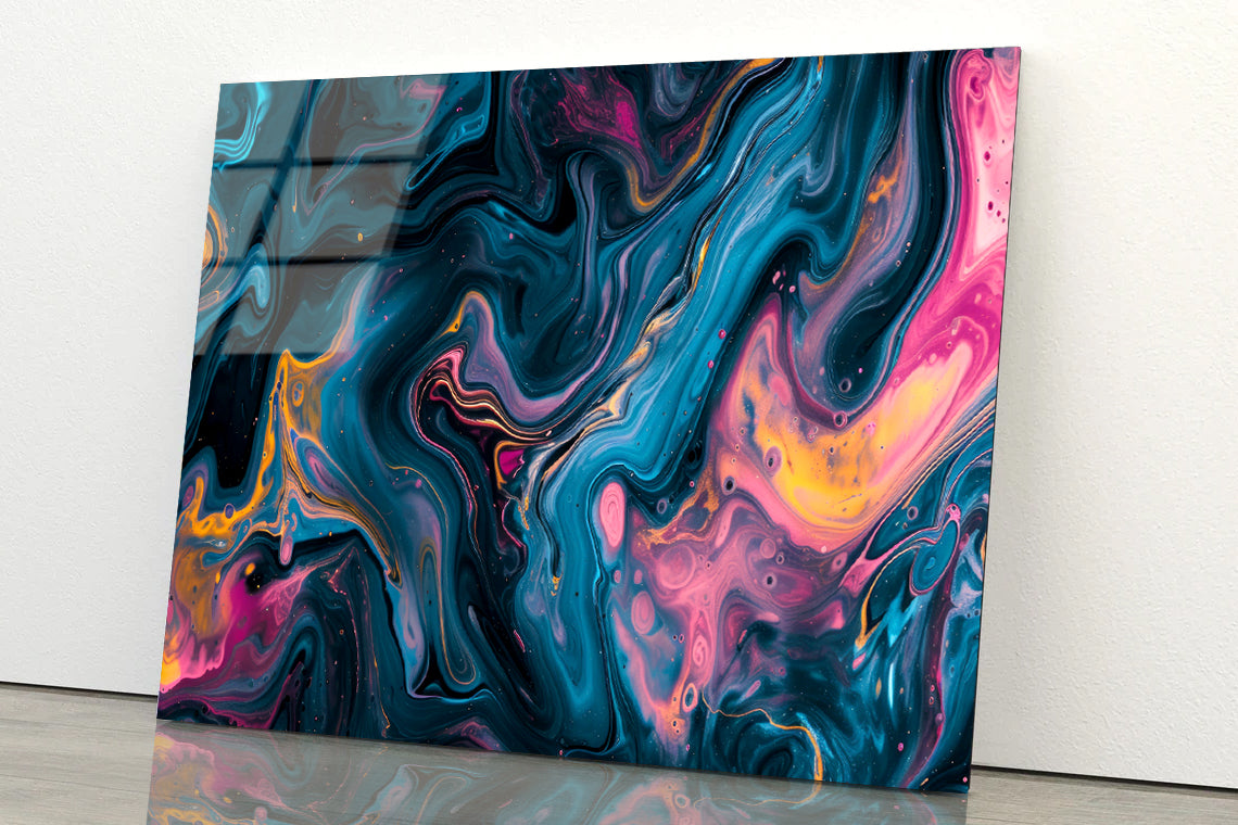 Colorful Waves Abstract Acrylic Glass Print Tempered Glass Wall Art 100% Made in Australia Ready to Hang - Bella Home Decor