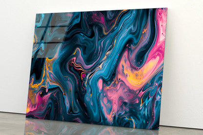 Colorful Waves Abstract Acrylic Glass Print Tempered Glass Wall Art 100% Made in Australia Ready to Hang - Bella Home Decor