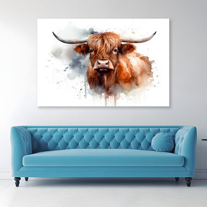 Highland Cow Face Abstract  Acrylic Glass Print Tempered Glass Wall Art 100% Made in Australia Ready to Hang