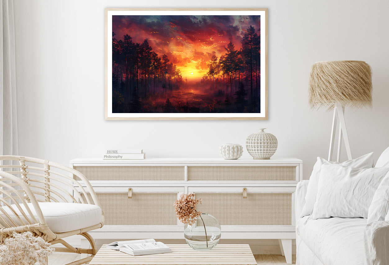 Sunset on the River with Trees Home Decor Premium Quality Poster Print Choose Your Sizes - Bella Home Decor