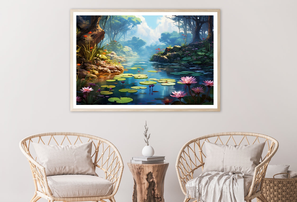 View of Pond with Lily Pads Home Decor Premium Quality Poster Print Choose Your Sizes