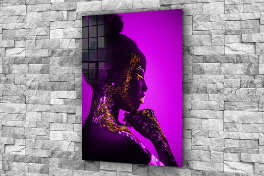 Elegant Neon Woman UV Direct Aluminum Print Australian Made Quality