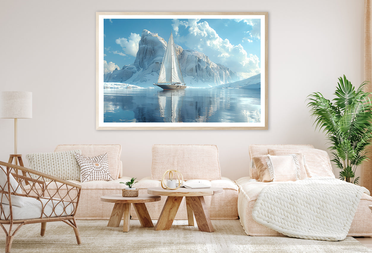 Sailing Boat on the Sea with Mountains View Home Decor Premium Quality Poster Print Choose Your Sizes - Bella Home Decor