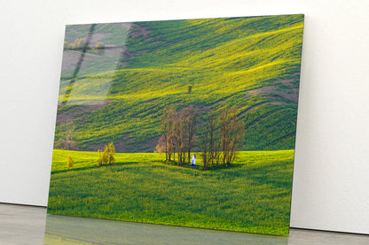 Person Sitting In a Meadow Acrylic Glass Print Tempered Glass Wall Art 100% Made in Australia Ready to Hang - Bella Home Decor