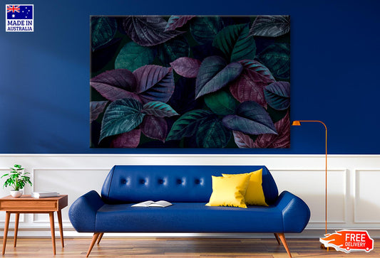 Bunch Of Leaves That Are Purple and Green Wall Art Decor 100% Australian Made