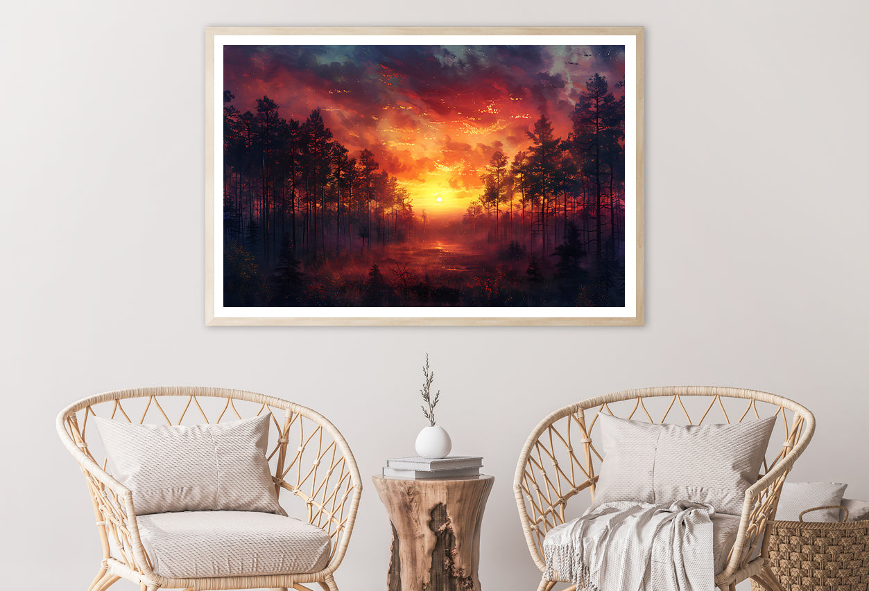 Sunset on the River with Trees Home Decor Premium Quality Poster Print Choose Your Sizes - Bella Home Decor