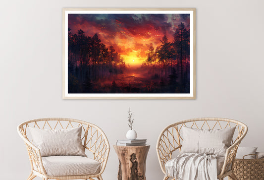 Sunset on the River with Trees Home Decor Premium Quality Poster Print Choose Your Sizes - Bella Home Decor