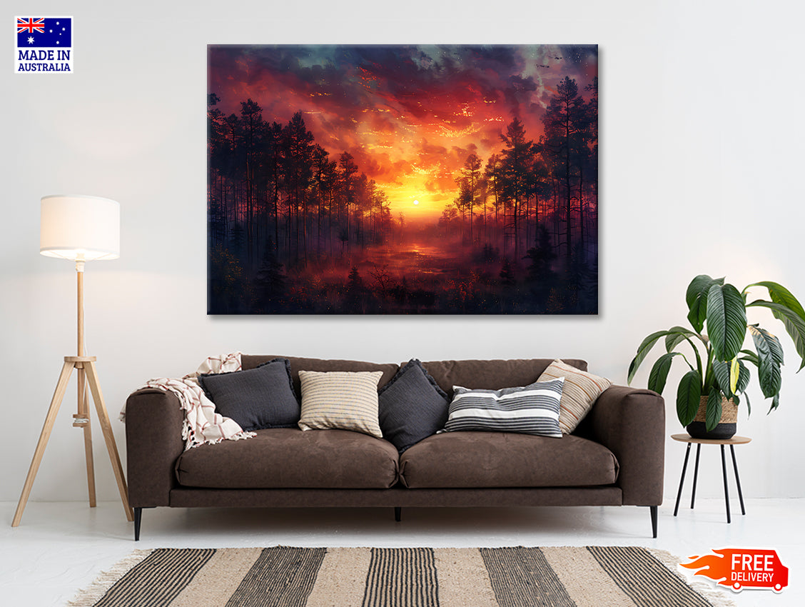 Sunset on the River with Trees Print 100% Australian Made - Bella Home Decor