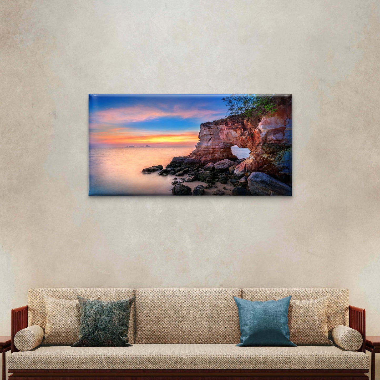 Laem Jamuk Khwai Buffalo Nose Cape Sunset Krabi Thailand Wall Art Canvas Office Home Room Framed 120x60cm