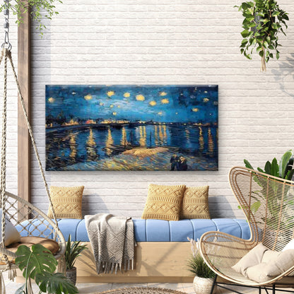 Starry Night Over The River Wall Art Canvas Office Home Room Framed 120x60cm - Bella Home Decor