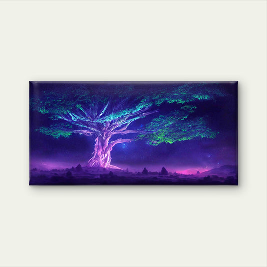 Tree Of Life In Neon Forest Wall Art Canvas Office Home Room Framed 120x60cm