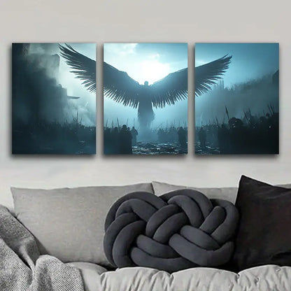 3pcs An Angel With Large Wings Is Flying Over  Metal Print Ready to Hang Art - Bella Home Decor
