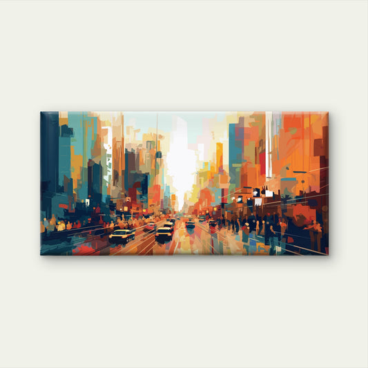New York City Skyline Abstract Wall Art Canvas Office Home Room Framed 120x60cm