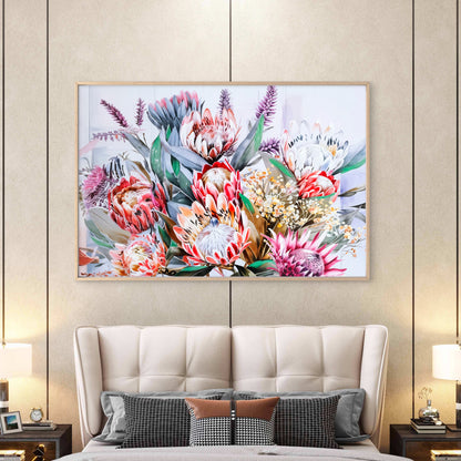 Neutral Protea Flowers Bouquet Close-Up Wall Art Decor 100% Australian Made - Bella Home Decor
