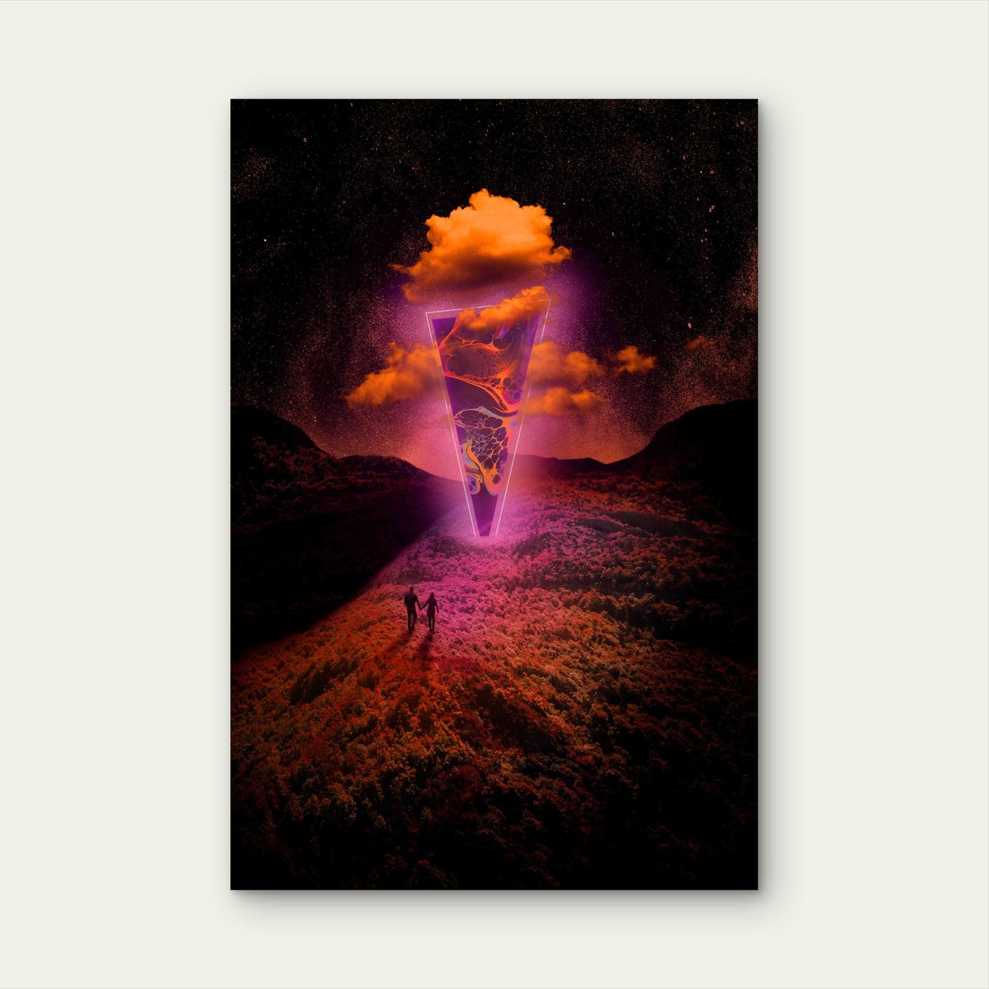 Neon landscape: Triangle 60x90cm Metal Print Ready to Hang