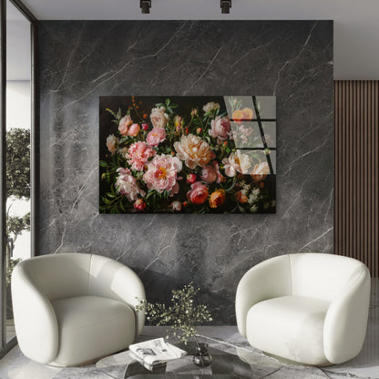 Luxury Dark Floral Rose Painting Acrylic Glass Printing Wall Art Australian Made Quality
