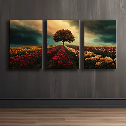 3pcs Stunning Floral Landscape Wall Art Set Canvas Framed 40x60cm - High Quality Print 100% Australian Made Wall Canvas Ready to Hang