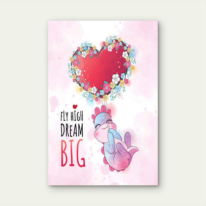 Cute Dinosaur Fly High Dream 5mm thick Plastic Poster Ready to Hang 90x60cm