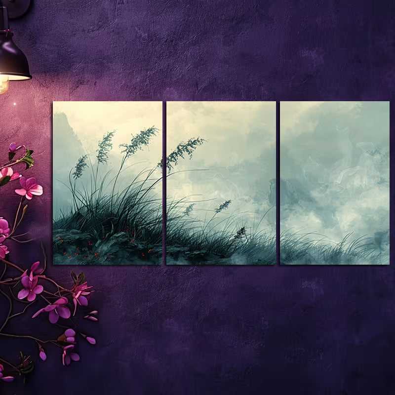 3pcs Abstract Grass Landscape Wall Art Set Canvas Framed 50x70cm - High Quality Print 100% Australian Made Wall Canvas Ready to Hang - Bella Home Decor