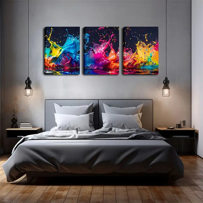 3pcs Vibrant Colors, Designed Metal Print Ready to Hang Art
