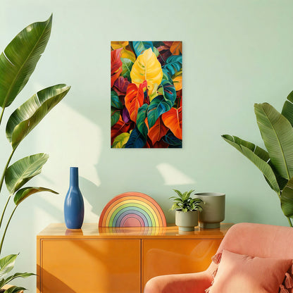 Exotic Tropical Foliage Illustration 40x60cm Metal Print Ready to Hang