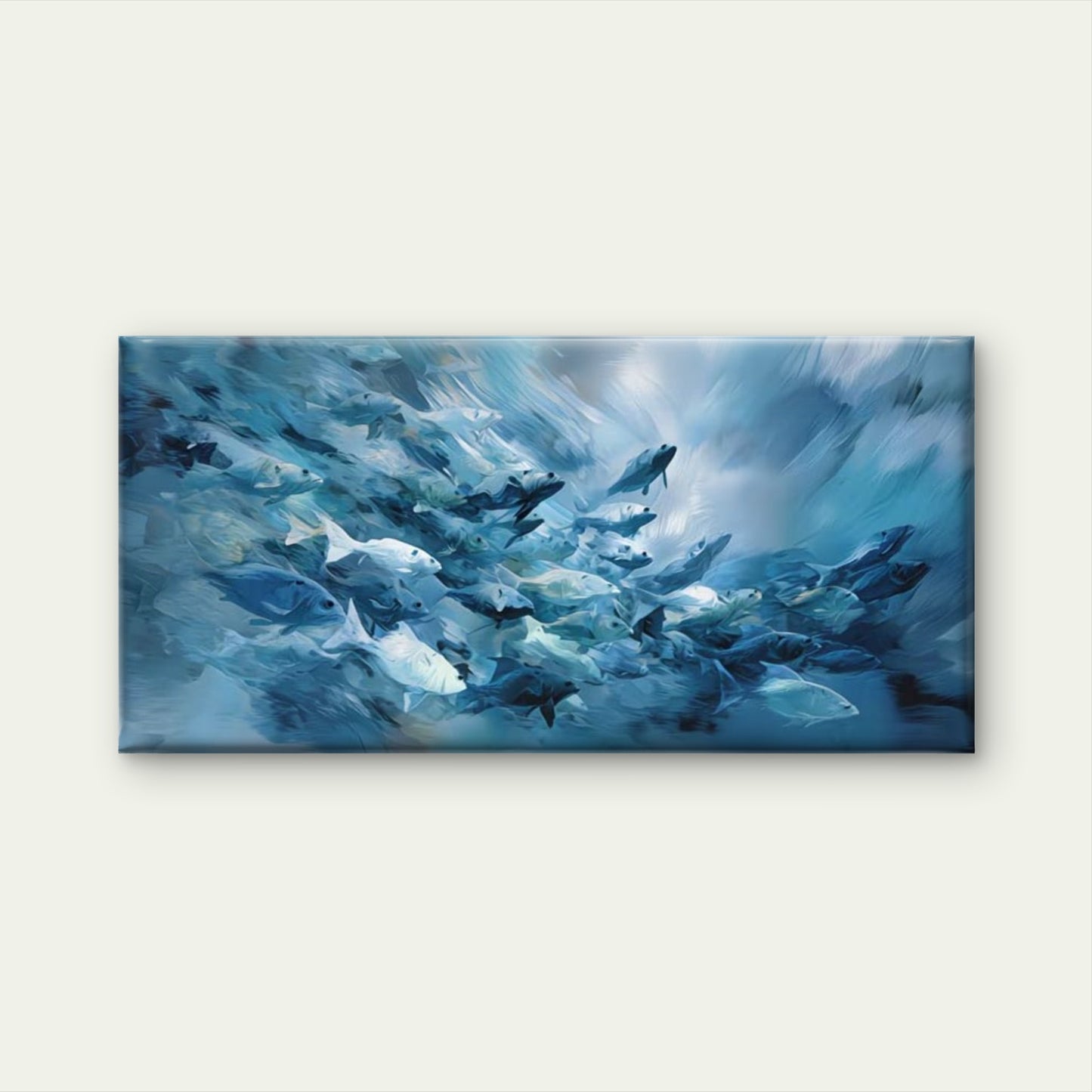Ocean Life Blue Harmony Wall Art Canvas Office Home Room Framed 120x60cm - Bella Home Decor