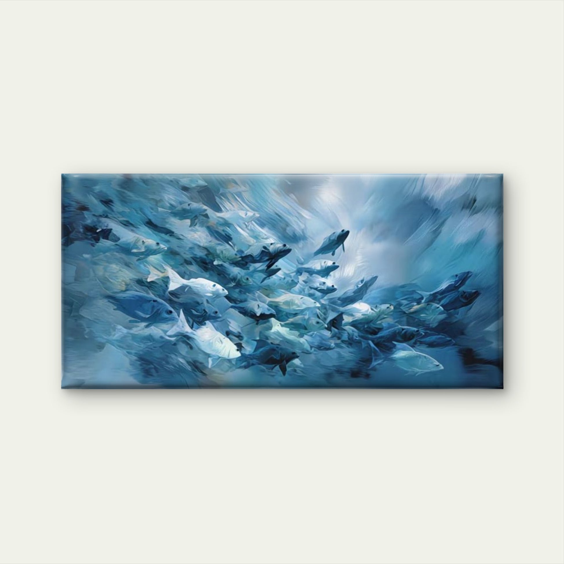 Ocean Life Blue Harmony Wall Art Canvas Office Home Room Framed 120x60cm - Bella Home Decor