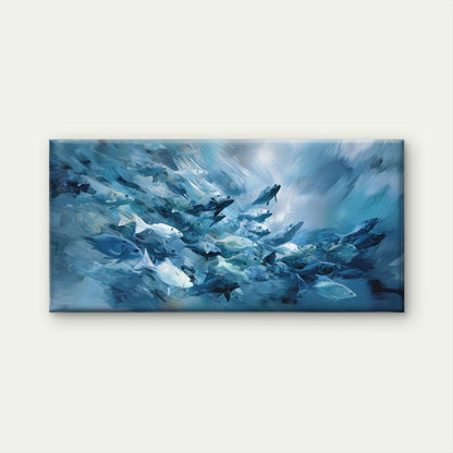Ocean Life Blue Harmony Wall Art Canvas Office Home Room Framed 120x60cm - Bella Home Decor