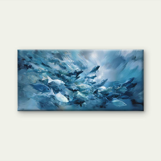 Ocean Life Blue Harmony Wall Art Canvas Office Home Room Framed 120x60cm