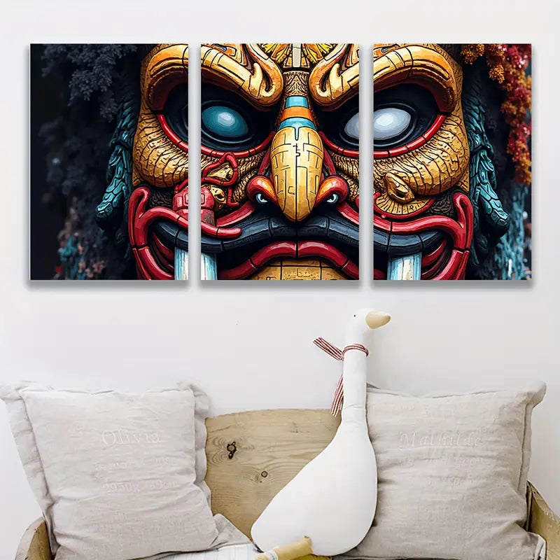 3pcs Mystery Mask Metal Print Ready to Hang Art