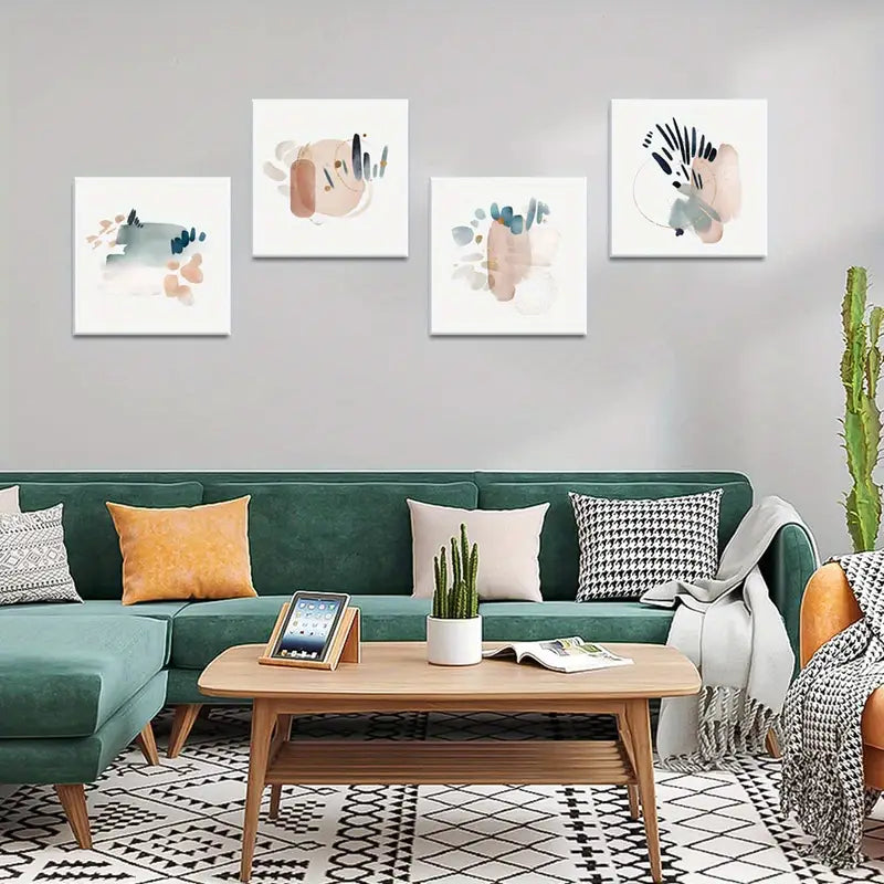 4pcs Light Powder Block Noodles   Wall Art Canvas Framed