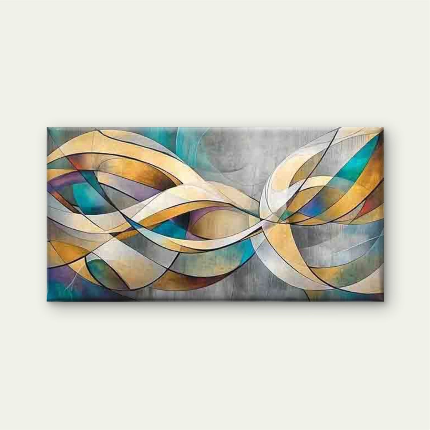 Abstract Curved Lines And Shape Wall Art Canvas Office Home Room Framed 120x60cm - Bella Home Decor