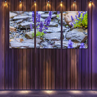 3pcs Sun-Drenched Meadow with Rocks Wall Art Set Canvas Framed 50x70cm - High Quality Print 100% Australian Made Wall Canvas Ready to Hang