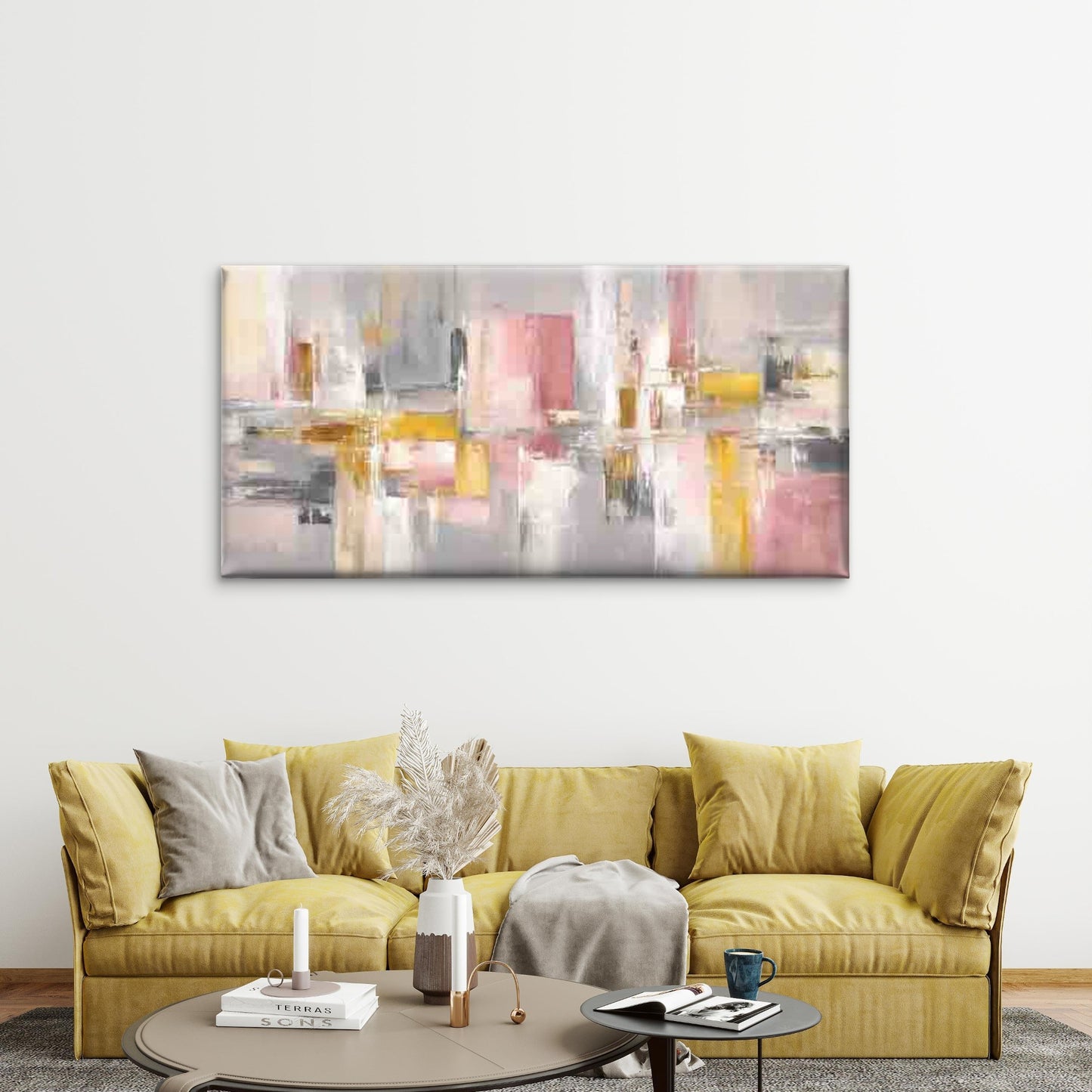 Modern Abstract Geometric Wall Art Canvas Office Home Room Framed 120x60cm - Bella Home Decor