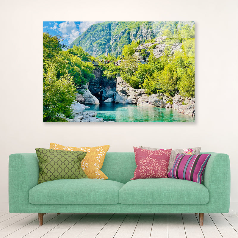 A River Surrounded By Trees and Rocks Acrylic Glass Print Tempered Glass Wall Art 100% Made in Australia Ready to Hang