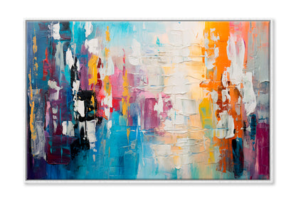 Abstract Colorful Chaotic Blend Of Acrylic Oil Painting Wall Art Limited Edition High Quality Print Canvas Box Framed White