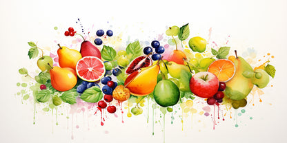 Fresh Harvest Fruit Watercolor Wall Art Canvas Office Home Room Framed 120x60cm - Bella Home Decor