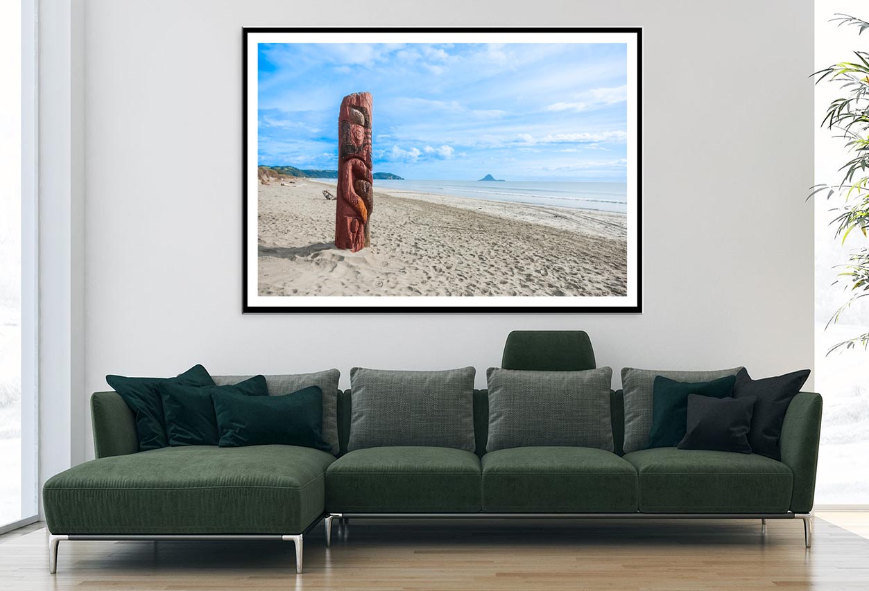 Driftwood Totem on Dunes at Ohope, Bay Off Plenty, New Zealand Home Decor Premium Quality Poster Print Choose Your Sizes